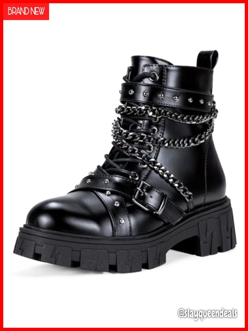 Women's Chelsea Combat Boots Faux Leather Chunky Platform Ankle Punk